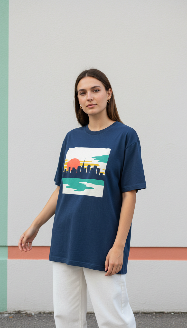 Skyline Graphic Tee in Midnight Navy